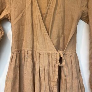 Simply Grey linen wrap dress - small Midi Dress